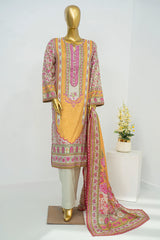 Bin Saeed Stitched 3 Piece Exclusive Printed Lawn Vol-12 Suit-LSM-3173-YELLOW