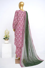 Bin Saeed Stitched 3 Piece Exclusive Printed Lawn Vol-12 Suit-LSM-3176-RED