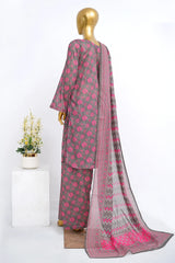 Bin Saeed Stitched 3 Piece Exclusive Printed Lawn Vol-12 Suit-LSM-3177-GRAY