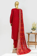 Bin Saeed Stitched 3 Piece Exclusive Printed Lawn Vol-12 Suit-LSM-3179-RED