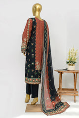 Bin Saeed Stitched 3 Piece Exclusive Printed Lawn Vol-12 Suit-LSM-3180-BROWN