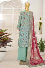 Bin Saeed Stitched 3 Piece Exclusive Emb Lawn With Flapper Suit-LSM-3205-GREEN