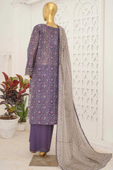 Bin Saeed Stitched 3 Piece Exclusive Emb Lawn With Flapper Suit-LSM-3206-PURPLE