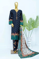 Bin Saeed Stitched 3 Piece Exclusive Printed Lawn Vol-12 Suit-LSM-3210-BLUE
