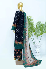 Bin Saeed Stitched 3 Piece Exclusive Printed Lawn Vol-12 Suit-LSM-3210-BLUE