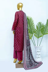 Bin Saeed Stitched 3 Piece Exclusive Printed Lawn Vol-12 Suit-LSM-3211-RUST