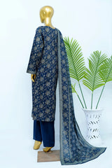 Bin Saeed Stitched 3 Piece Exclusive Printed Lawn Vol-12 Suit-LSM-3212-BLUE