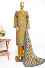 Bin Saeed Stitched 3 Piece Exclusive Printed Lawn Vol-13 Suit-LSM-3234-YELLOW