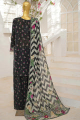 Bin Saeed Stitched 3 Piece Exclusive Emb Lawn With Flapper Suit-LSM-3236-BLACK