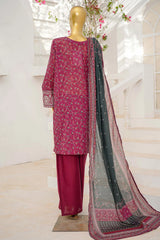 Bin Saeed Stitched 3 Piece Exclusive Emb Lawn With Flapper Suit-LSM-3237-MEHROON
