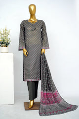 Bin Saeed Stitched 3 Piece Exclusive Printed Lawn Vol-13 Suit-LSM-3250-Mehndi