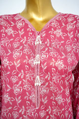 Bin Saeed Stitched 3 Piece Exclusive Printed Lawn Vol-13 Suit-LSM-3259-Shocking Pink