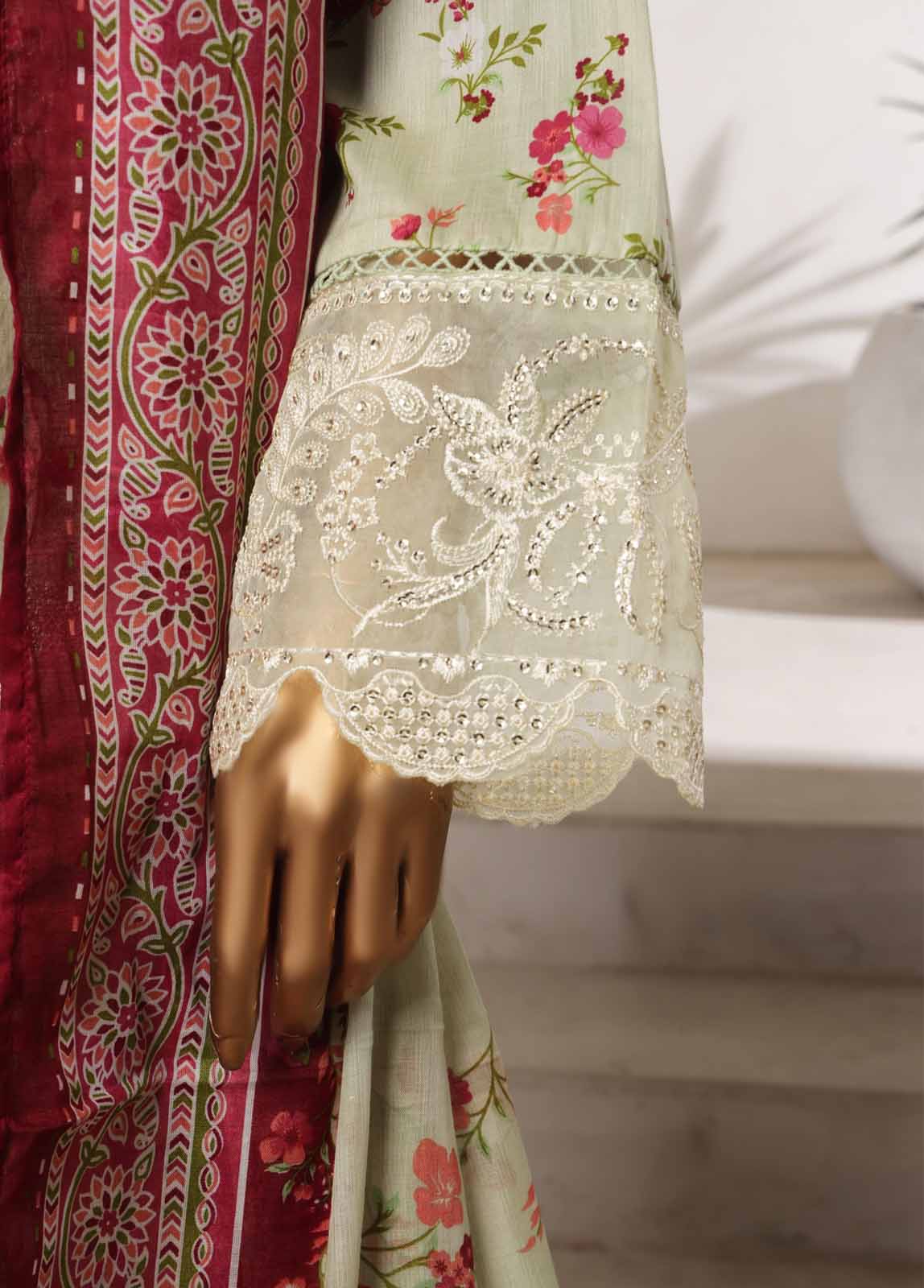Bin Saeed Stitched 3 Piece Open Front Cutwork Kari Collection'2025-SM-2113-green