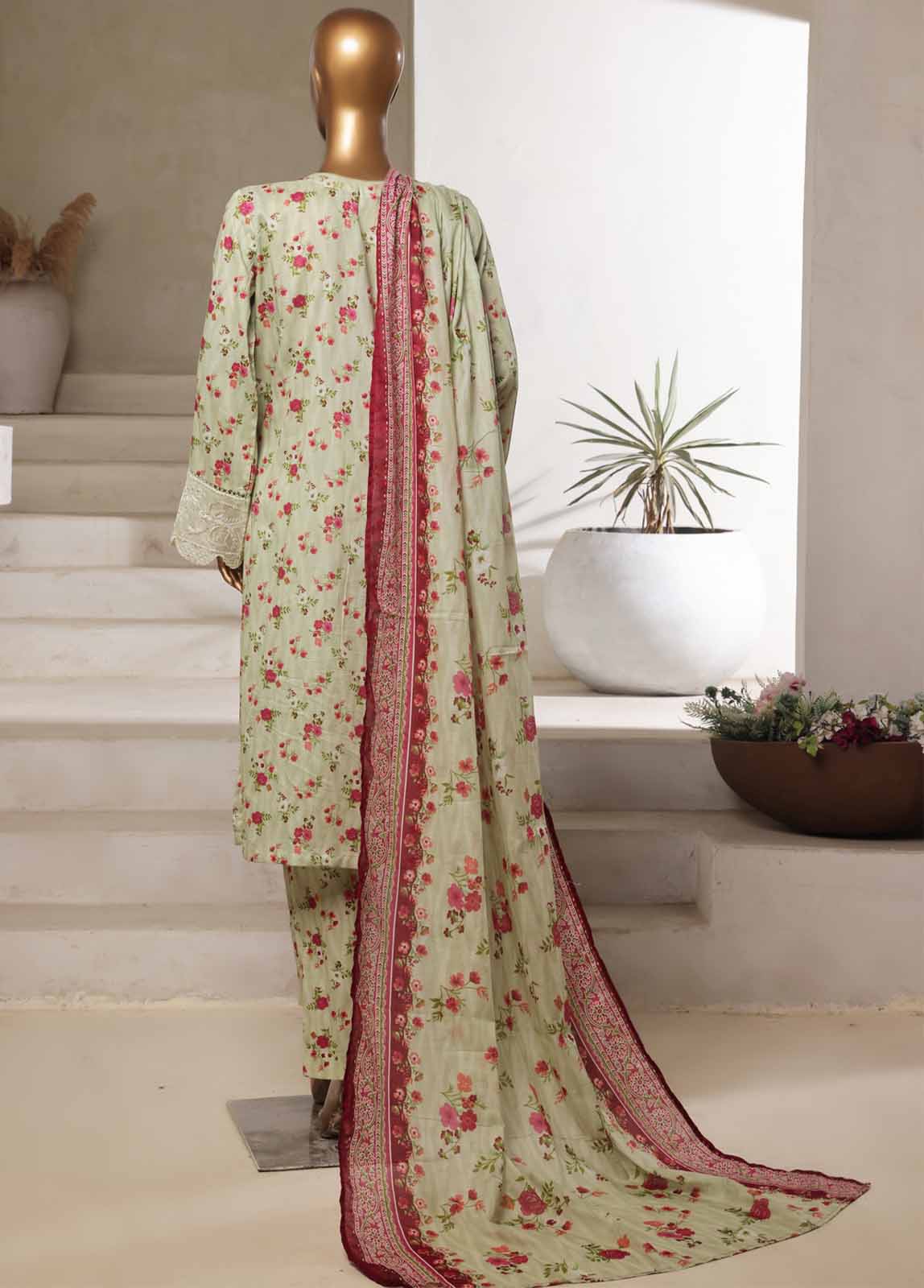 Bin Saeed Stitched 3 Piece Open Front Cutwork Kari Collection'2025-SM-2113-green