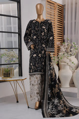 Bin Saeed Stitched 3 Piece Exc Printed Lawn With Farshi Shalwar Vol-02 Collection'2025-NSM-2099-Black