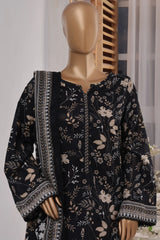 Bin Saeed Stitched 3 Piece Exc Printed Lawn With Farshi Shalwar Vol-02 Collection'2025-NSM-2099-Black