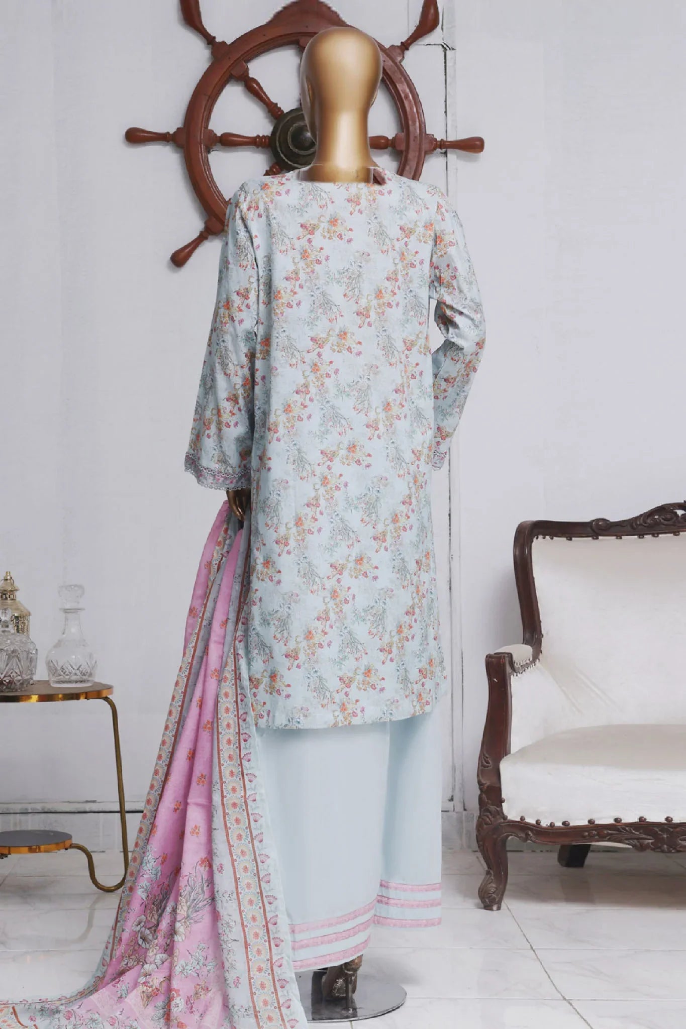 Bin Saeed Exclusive Printed Lawn With Farshi Shalwar Vol-04 Collection'2025-NSM-2120-Ferozi