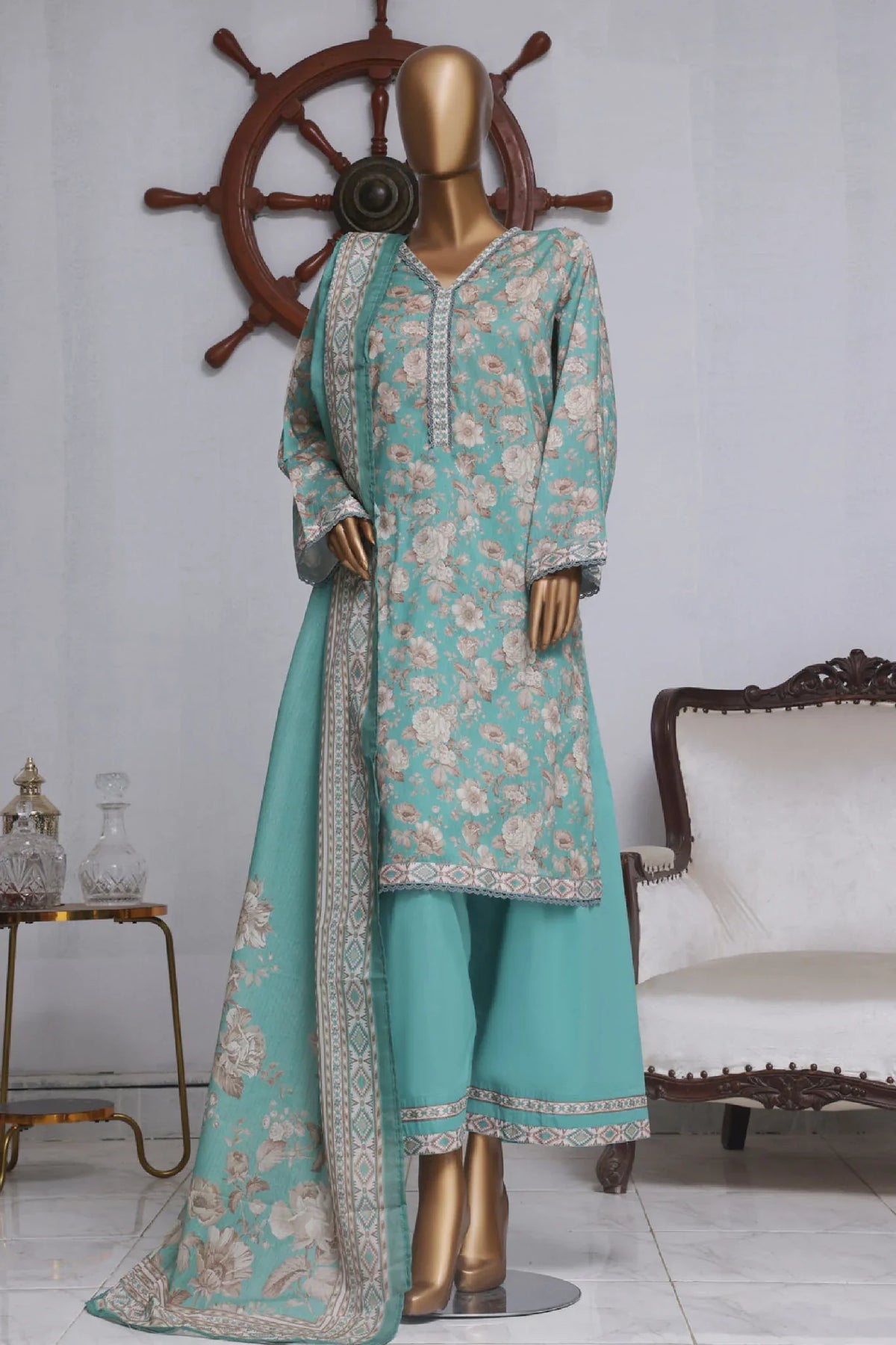 Bin Saeed Exclusive Printed Lawn With Farshi Shalwar Vol-04 Collection'2025-NSM-2125-Green