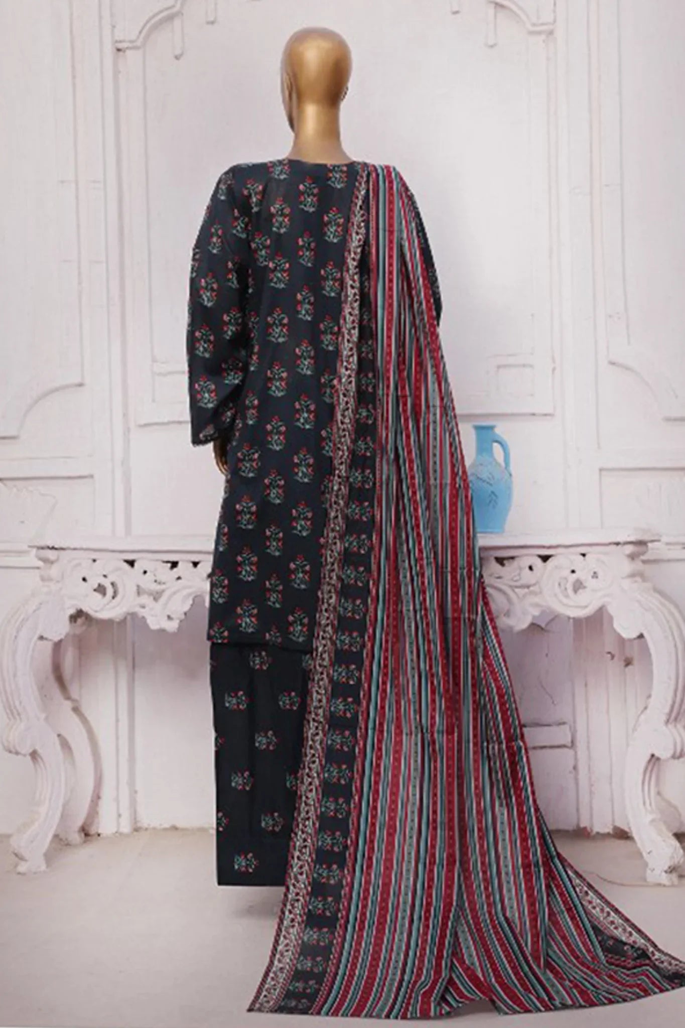 Bin Saeed Exclusive Printed Lawn With Farshi Shalwar Vol-05 Collection'2025-NSM-2172-Navy Blue