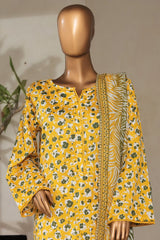 Bin Saeed Stitched 3 Piece Exclusive Printed Lawn Vol-07 Collection'2025-NSM-2208-Yellow