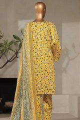 Bin Saeed Stitched 3 Piece Exclusive Printed Lawn Vol-07 Collection'2025-NSM-2208-Yellow