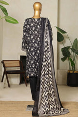 Bin Saeed Stitched 3 Piece Exclusive Printed Lawn Vol-09 Collection'2025-NSM-2237-Black