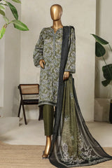 Bin Saeed Stitched 3 Piece Exclusive Printed Lawn Vol-09 Collection'2025-NSM-2241-Mehndi
