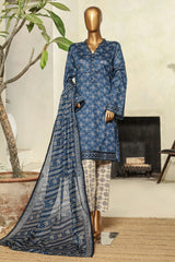 Bin Saeed Stitched 3 Piece Exclusive Printed Lawn Vol-09 Collection'2025-NSM-2244-Blue