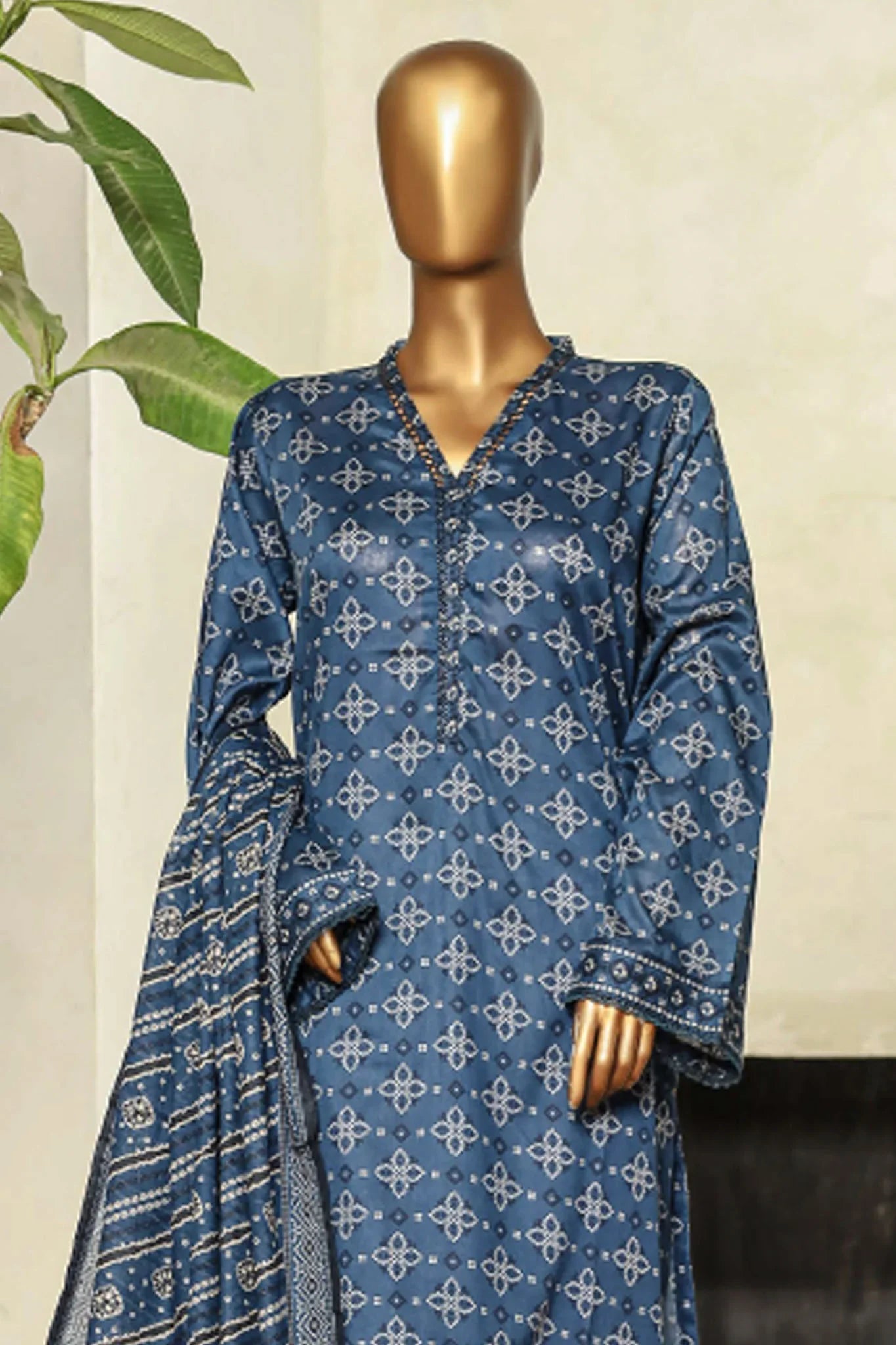 Bin Saeed Stitched 3 Piece Exclusive Printed Lawn Vol-09 Collection'2025-NSM-2244-Blue