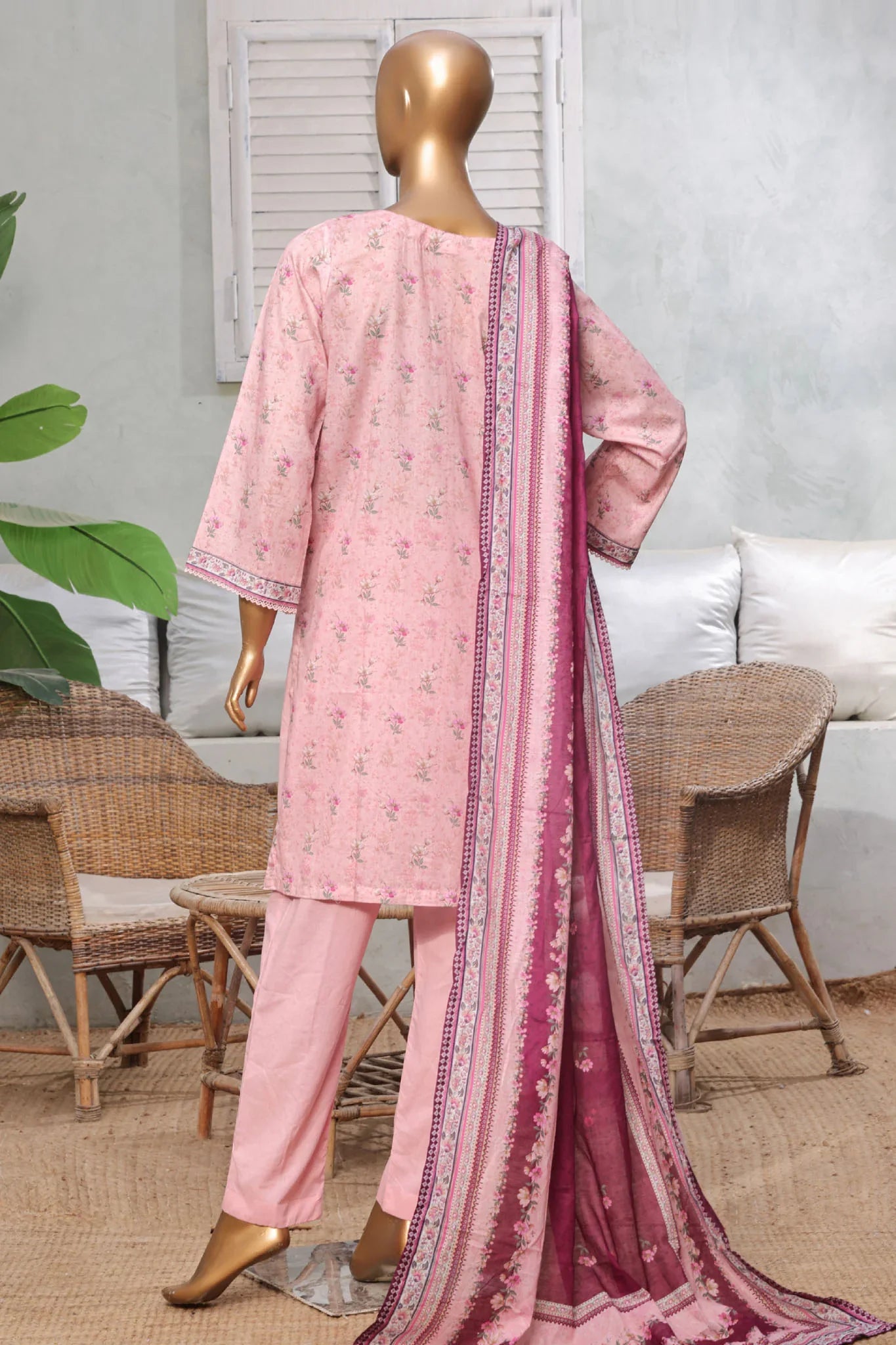 Bin Saeed Stitched 3 Piece Exc Printed Lawn Vol-03 Collection'2025-NSM-2263-Pink