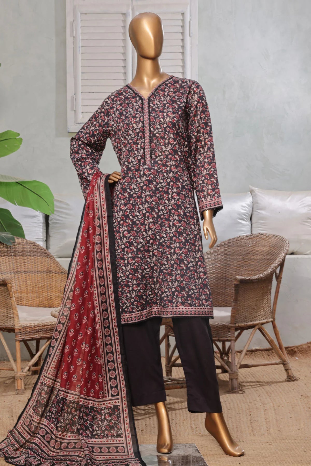 Bin Saeed Stitched 3 Piece Exc Printed Lawn Vol-03 Collection'2025-NSM-2264-Blue