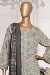 Bin Saeed Stitched 3 Piece Exc Printed Lawn Vol-03 Collection'2025-NSM-2265-Grey