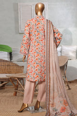 Bin Saeed Stitched 3 Piece Exc Printed Lawn Vol-03 Collection'2025-NSM-2267-Brown