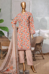 Bin Saeed Stitched 3 Piece Exc Printed Lawn Vol-03 Collection'2025-NSM-2267-Brown