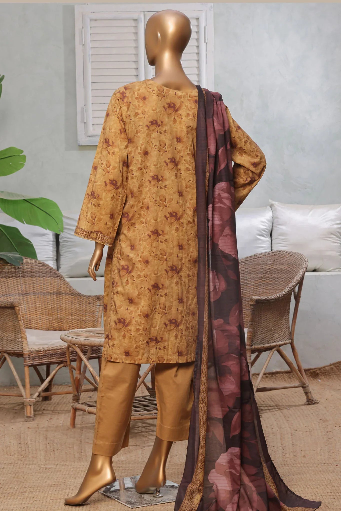 Bin Saeed Stitched 3 Piece Exc Printed Lawn Vol-03 Collection'2025-NSM-2268-Yellow