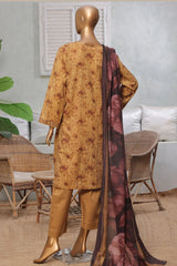 Bin Saeed Stitched 3 Piece Exc Printed Lawn Vol-03 Collection'2025-NSM-2268-Yellow