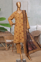 Bin Saeed Stitched 3 Piece Exc Printed Lawn Vol-03 Collection'2025-NSM-2268-Yellow
