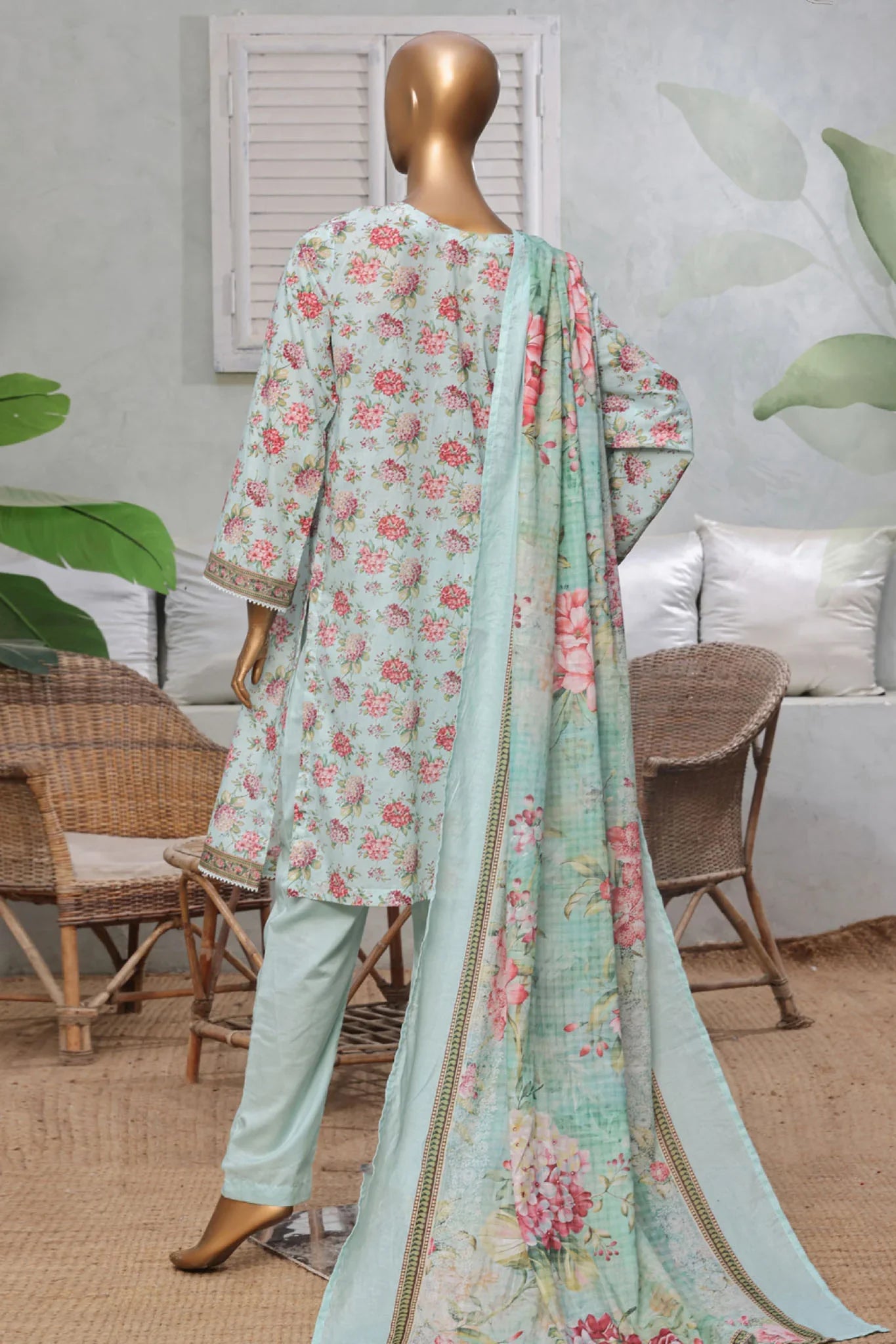 Bin Saeed Stitched 3 Piece Exc Printed Lawn Vol-03 Collection'2025-NSM-2269-Ferozi