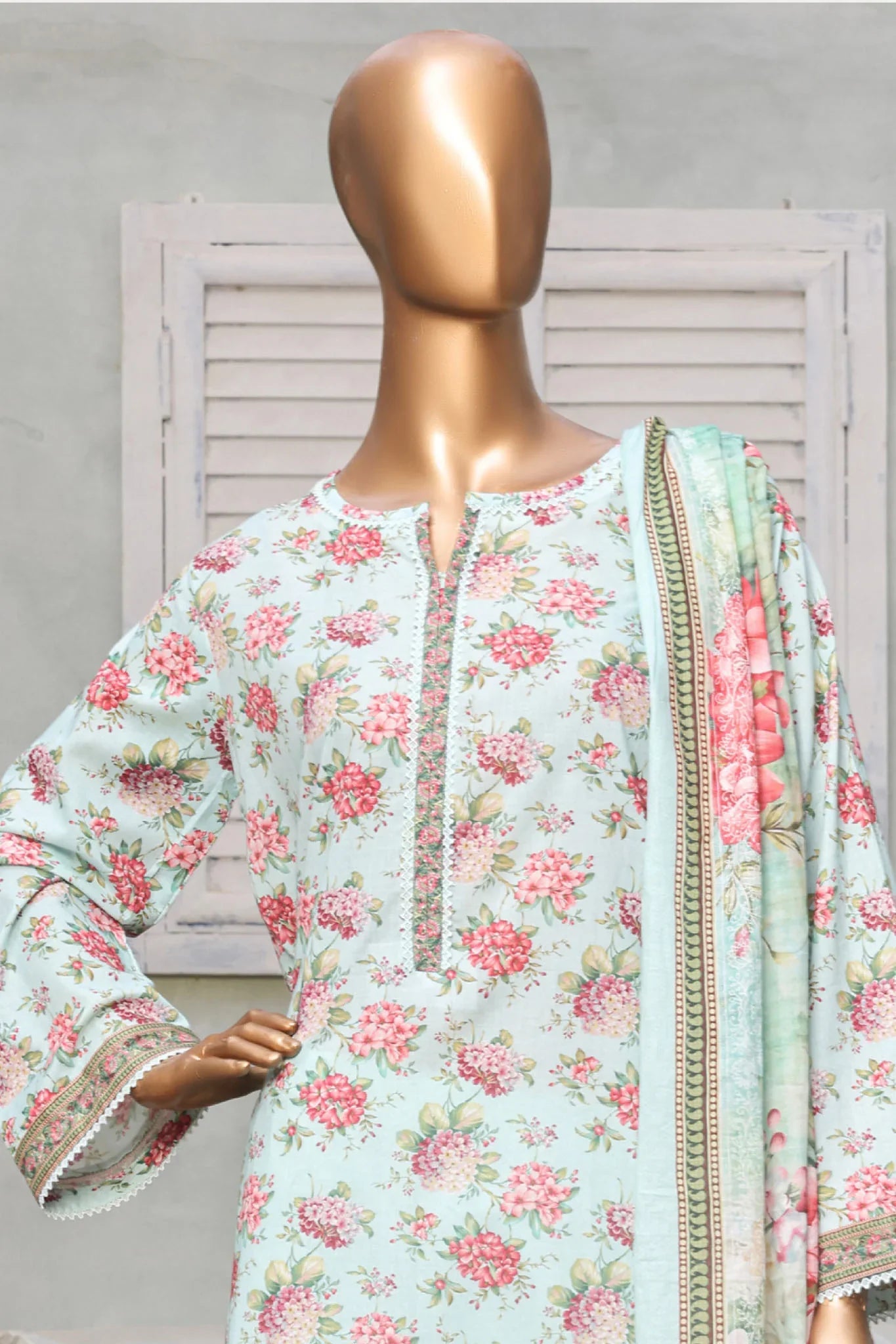 Bin Saeed Stitched 3 Piece Exc Printed Lawn Vol-03 Collection'2025-NSM-2269-Ferozi