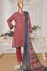 Bin Saeed Stitched 3 Piece Exc Printed Lawn Vol-03 Collection'2025-NSM-2270-Maroon