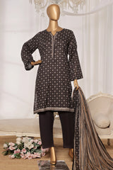 Bin Saeed Stitched 3 Piece Exc Printed Lawn Vol-03 Drop-02 Collection'2025-NSM-2325-Black