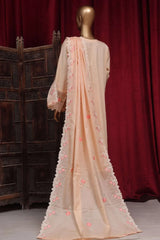 Bin Saeed Stitched 3 Piece Luxury Plain Cotton Vol-01 Collection-AS-1504-Peach