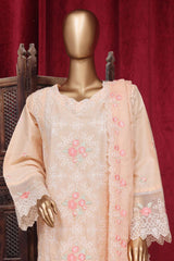 Bin Saeed Stitched 3 Piece Luxury Plain Cotton Vol-01 Collection-AS-1504-Peach