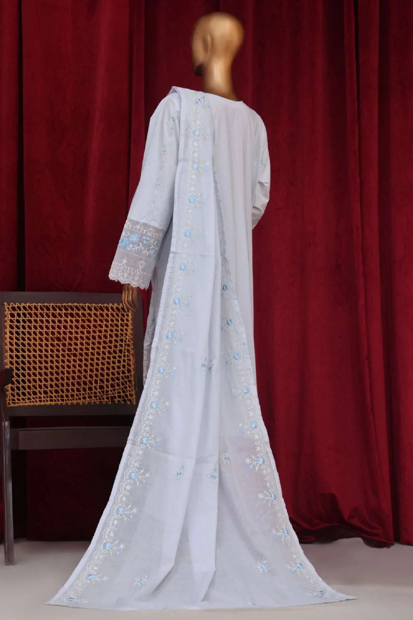 Bin Saeed Stitched 3 Piece Luxury Plain Cotton Vol-01 Collection-AS-1505-White