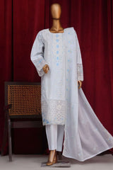 Bin Saeed Stitched 3 Piece Luxury Plain Cotton Vol-01 Collection-AS-1505-White