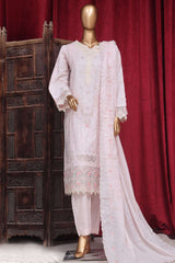 Bin Saeed Stitched 3 Piece Luxury Plain Cotton Vol-01 Collection-AS-1503-Light Pink