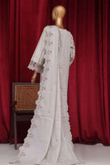 Bin Saeed Stitched 3 Piece Luxury Plain Cotton Vol-01 Collection-AS-1509-Off White