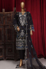 Bin Saeed Stitched 3 Piece Luxury Plain Cotton Vol-01 Collection-AS-1507-Black
