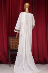 Bin Saeed Stitched 3 Piece Luxury Plain Cotton Vol-01 Collection-AS-1524-White
