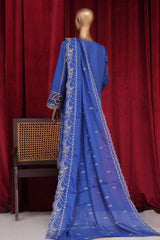 Bin Saeed Stitched 3 Piece Luxury Plain Cotton Vol-01 Collection-AS-1506-Blue